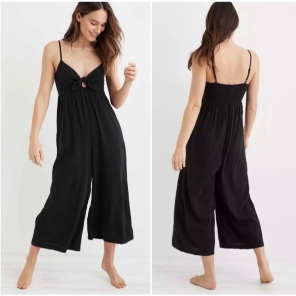 Aerie Gauze Crop Jumpsuit with Pockets Size Small - Picture 4 of 10